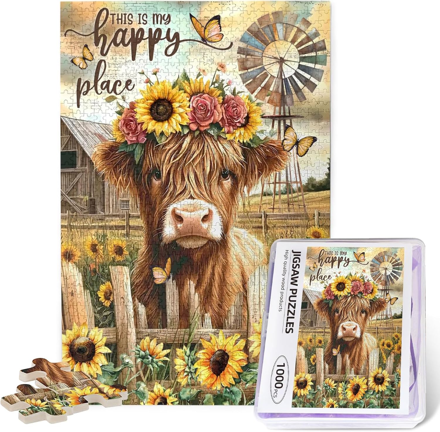Christian Wooden Jigsaw Puzzle 1000 Pieces for Adults, The Lord is My Shepherd with Jesus & Lamb, Inspirational Bible Verse Puzzle, Faith-Based Home Decor & Gift