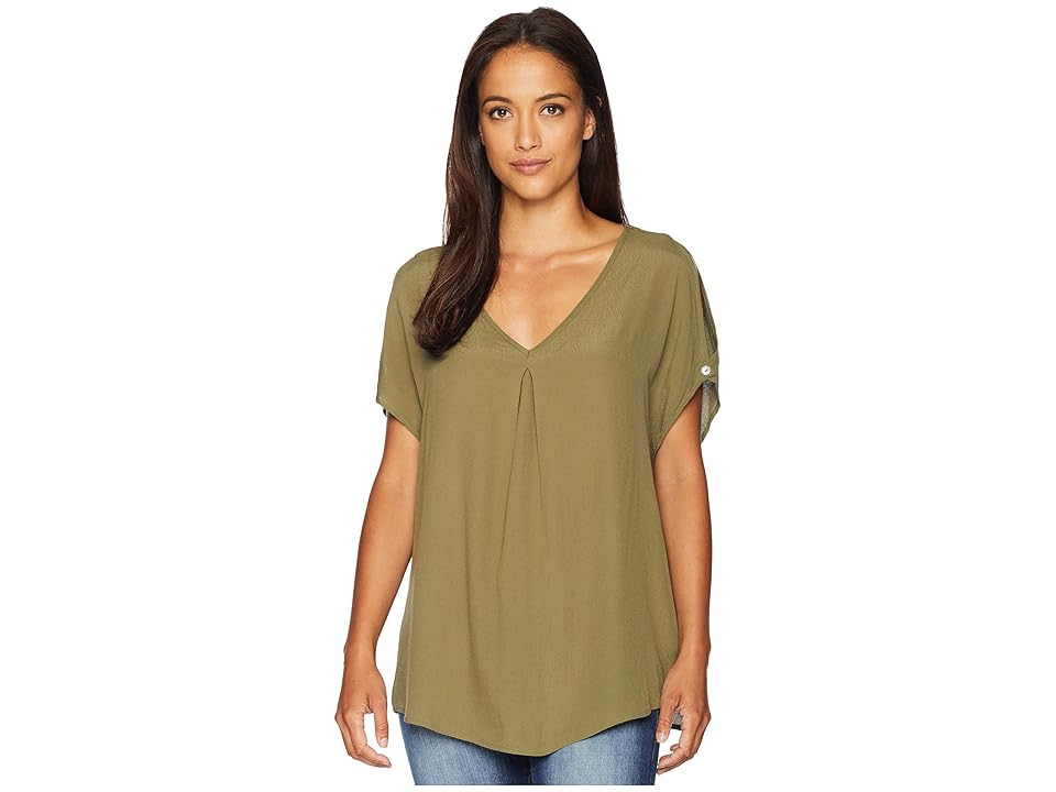

B Collection by Bobeau Nova Cold Shoulder Blouse (Olive) Women's Blouse