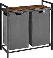 Vista 16 de VASAGLE Cesta de lavandería, cesta de ropa, clasificador de ropa con bolsa extraíble y removible, estante, estructura metálica, 17.2 galones (65 L)