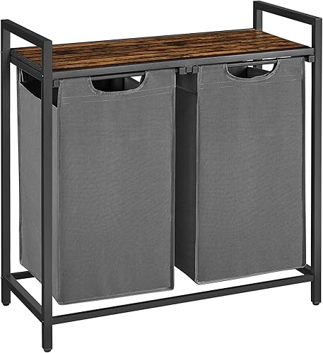 Miniatura 16 de VASAGLE Cesta de lavandería, cesta de ropa, clasificador de ropa con bolsa extraíble y removible, estante, estructura metálica, 17.2 galones (65 L)