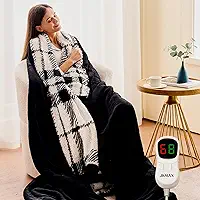 JKMAX Cobertor elétrico aquecido tamanho solteiro - 157,5 cm x 213,4 cm cobertor de flanela com 10 níveis de aquecimento e 5 configurações de tempo de proteção contra superaquecimento, aquecedor de