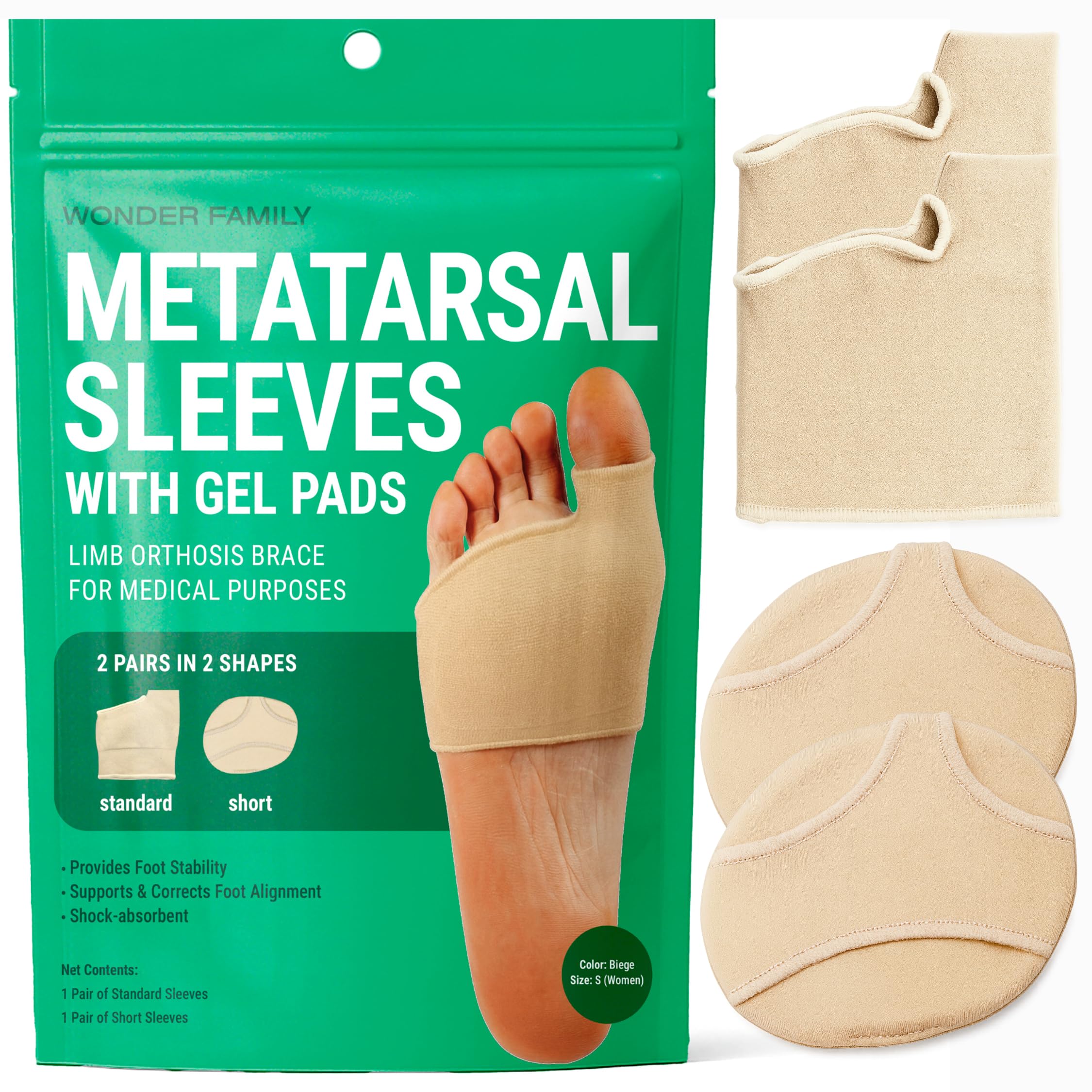 Metatarsal Pads for Women & Men – Gel Ball of Foot Cushions for Pain Relief – Bunion Pads, Callus Cushions & Corn for Shoes – Reusable Metatarsalgia
