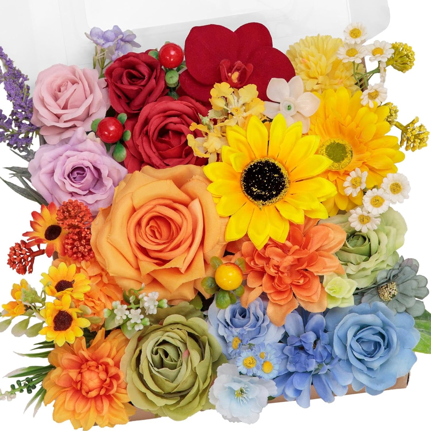 TINGE TIME Fake Flowers Artificial Flowers Peonies Bulbous Chrysanthemum Daisy Hydrangea Sunflower Violets Dahlia Daffodils Epiphyllum Orchid Cherry Blossom Camellia Leyaron (Rainbow Colorful)