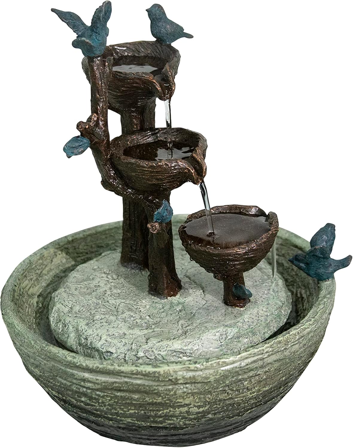 Hi-Line Gift Ltd. Birds Playing Fountain Indoor for Tabletop Décor, Multicolor