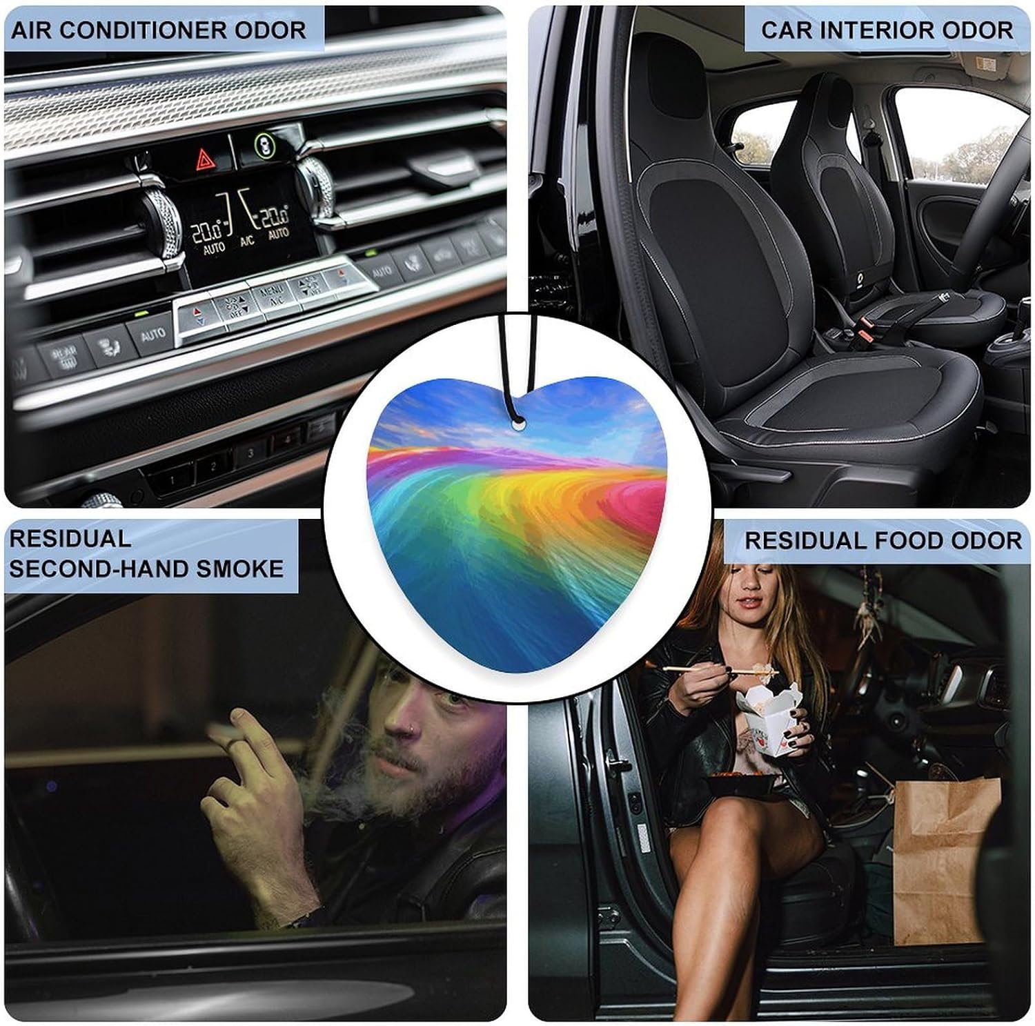5 Pcs Car Air Fresheners Hanging Air Freshener Rainbow Ocean Hanging Scented Cards Fragrance Scented Cards for Car Car Aromatherapy Tablets for Car