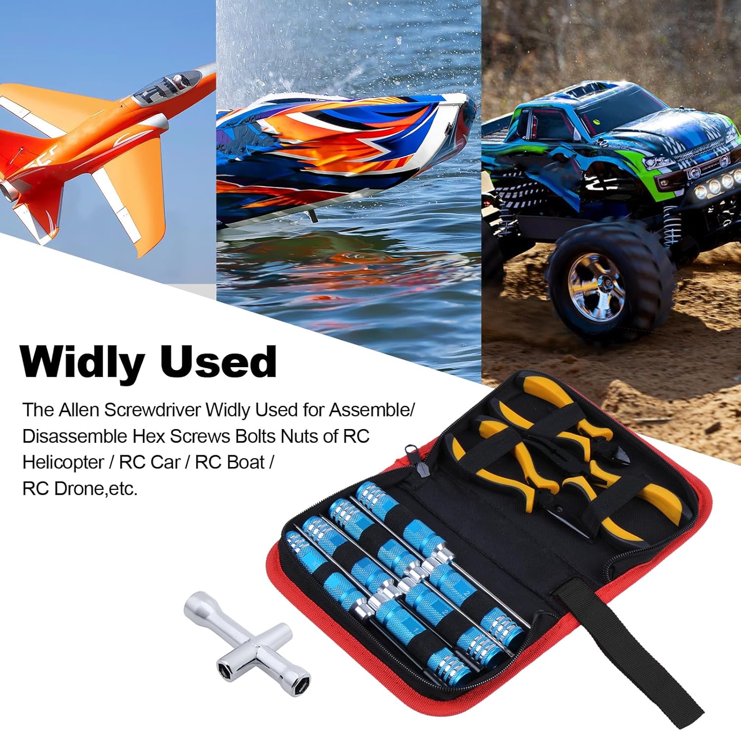 Hobbypark 11 in 1 Professional Multi RC Tools Kits Box Set Hex Driver Allen Keys Screwdriver Pliers Wrench Repair for RC Car Multirotors Airplane Boat