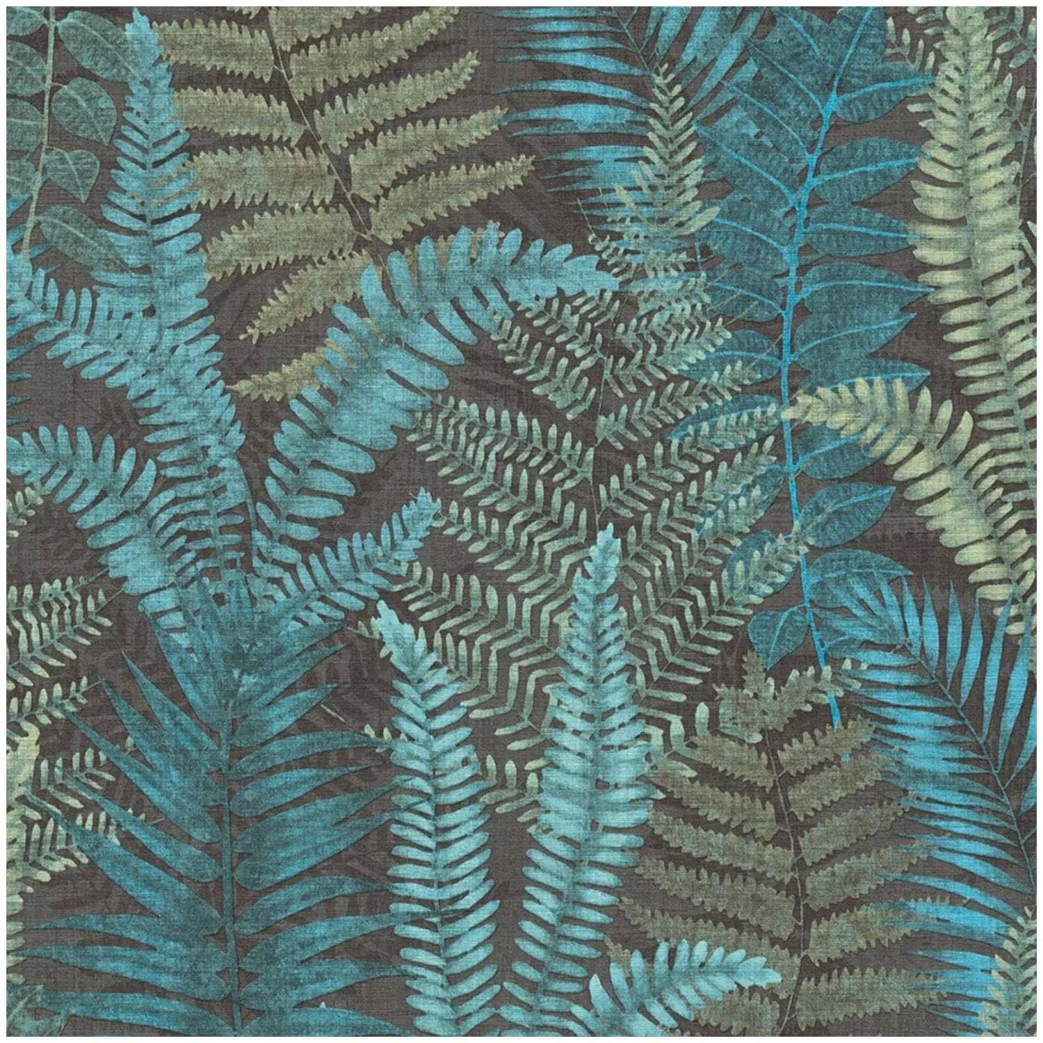 Fern Leaves Botanical Wallpaper - Famous Garden Foliage Charcoal Teal Green - Scrubbable Paste The Wall - Contemporary Versatile Sophisticated - Feature Statement Wall - Bedroom Dinning Living Room