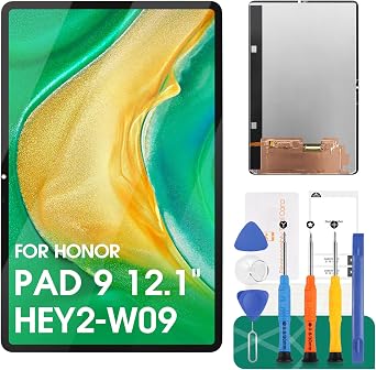 SRJTEK for Honor Pad 9 Screen Replacement for Honor Pad 9 HEY2-W09, HEY2-AN09, HEY2-AL09 LCD Display Digitize Assembly Repair Part with Repair Kits 12.1" Black
