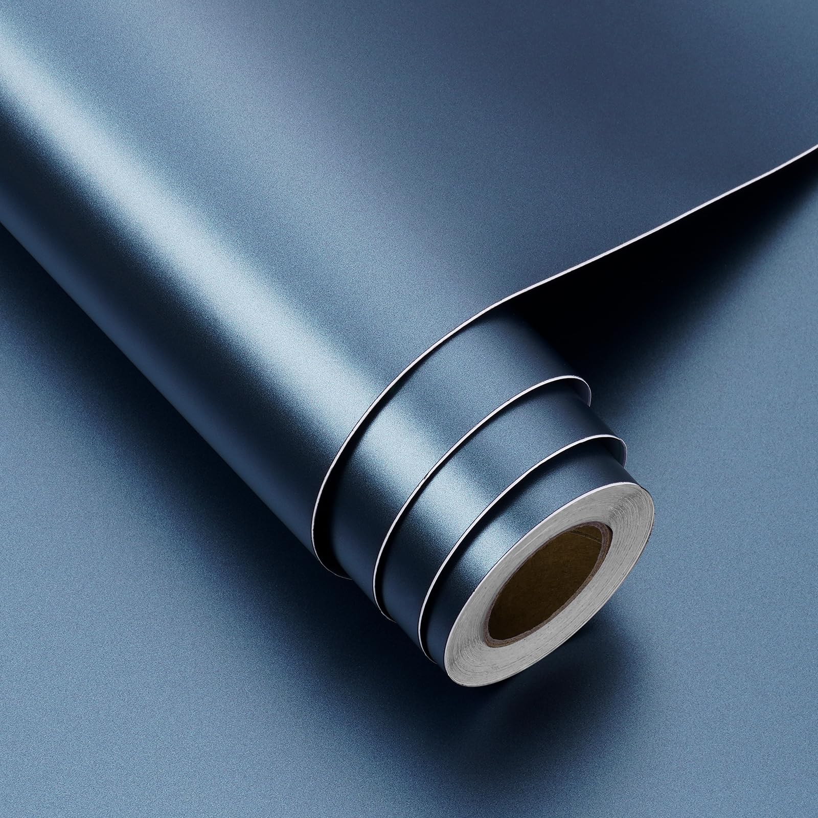 FunStick 60CMx5M Papel Adhesivo para Muebles Cocina Azul Vinilo Adhesivo Color Metalico Papel Pintado para Armarios Refrigeradores Impermeable Vinilo Pared Azul Dormitorio Vinilos Encimera Mesa Cocina