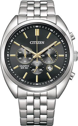 CITIZEN Stainless Steel Analog Black Dial Men Watch-An8210-56E, Silver Band