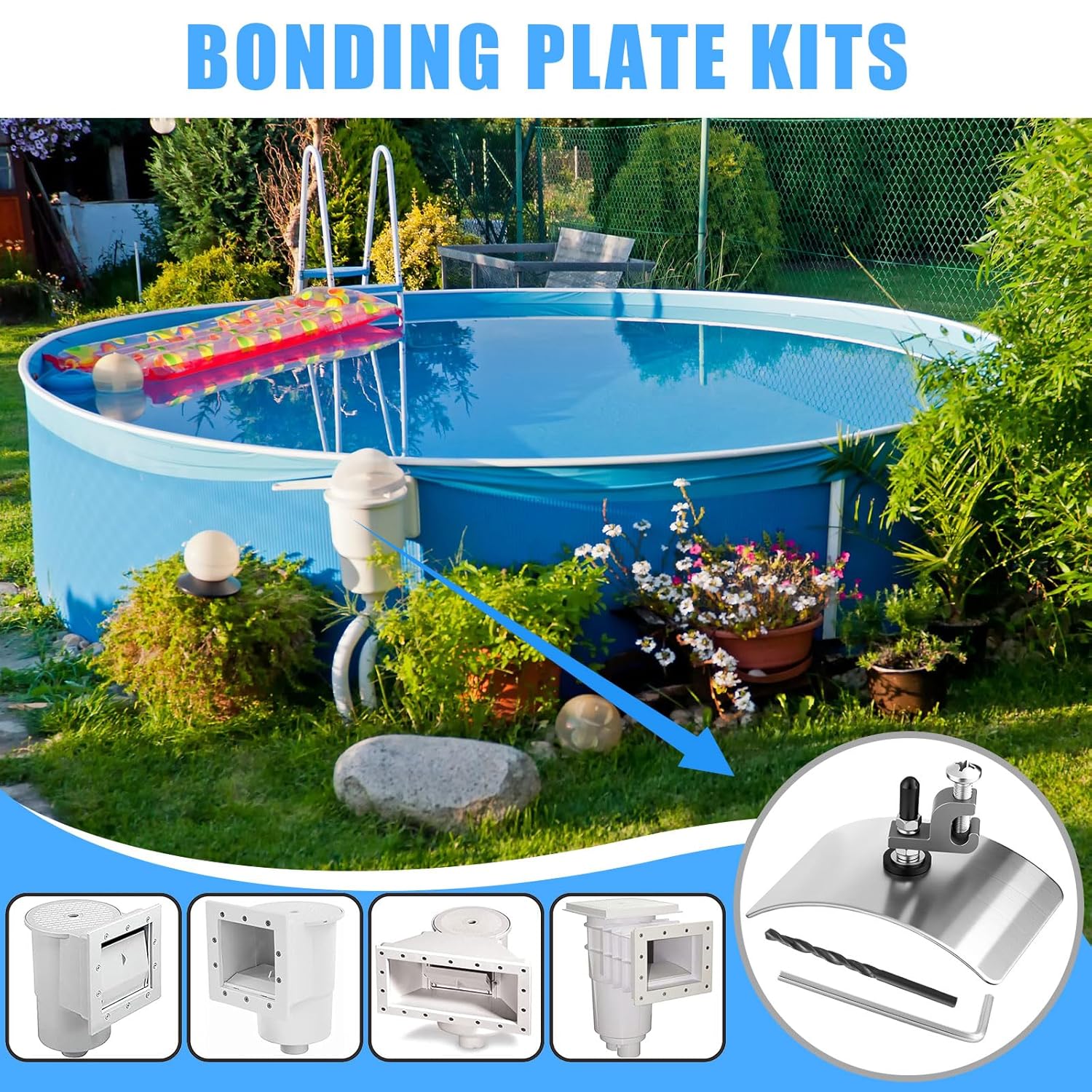 12 Pack 26.4-ft 8-Gauge Solid Soft Drawn Copper Bare Wire and Lay in Connector Pool Bonding Lug and Above Ground Pool Bonding Kits for Skimmers Grounding Swimming Pools, and Conduits