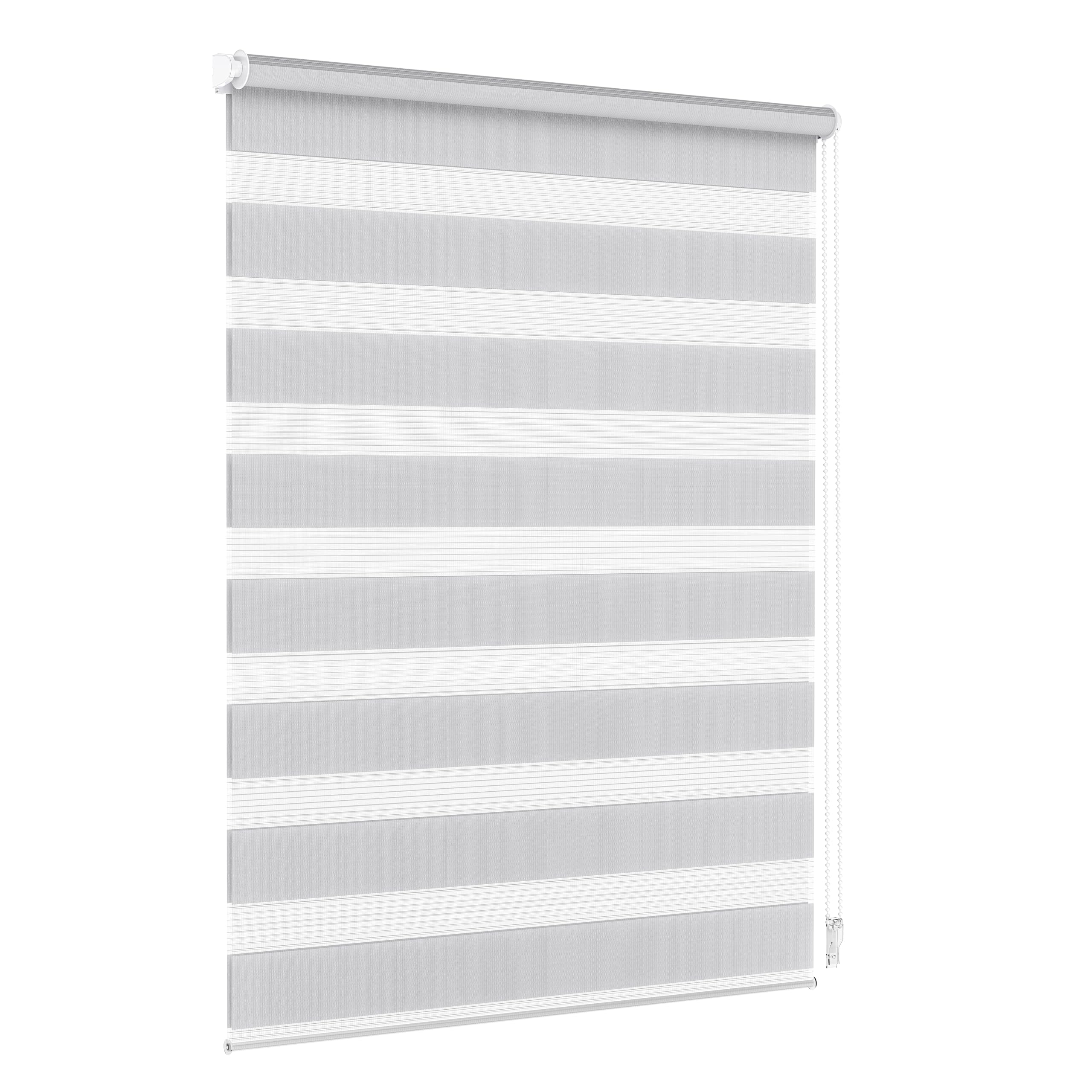 Jalousiescout Doppelrollo Klemmfix ohne Bohren & mit Bohren, 130x210cm Hellgrau Rollo Fensterrollo lichtdurchlässig, Sonnenschutzrollo Zebrarollo für Fenster & Türen