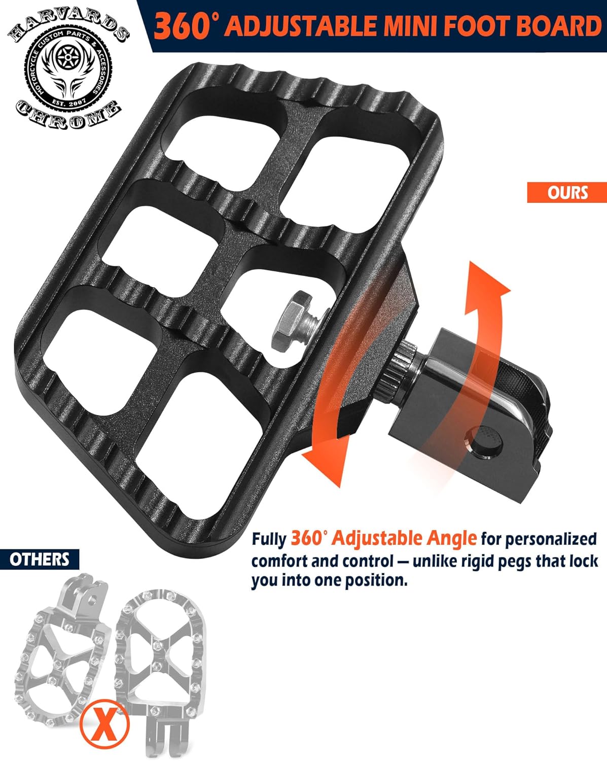 Rider Foot Pegs for Harley Softail 2018 Later Slim/Lower Rider/Street Bob/Fat Bob/Sport Glide with Board-To-Peg Conversion Kit P/N 50501640(For Rider)