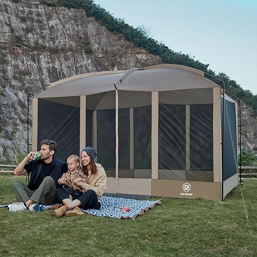 Miniatura 7 de EVER ADVANCED Pantalla magnética para habitación de 11 x 9 pies, entrada manos libres, cámara de pantalla con protección solar para campamento y