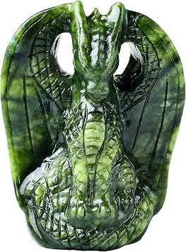 Natural Crystal Jade Dragon Statue 3.15" Handcrafted Collectible Figurine, Decorative Animal Sculpture for Home & Office, Unique Gift for Men and Women