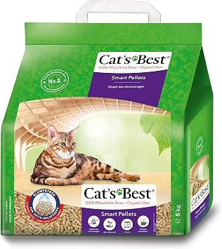 Cat's Best Smart Pellets, 100 % pflanzliche Katzenstreu, innovative Klumpstreu für Katzen aus antihaftenden Aktiv-Holzfasern – stoppt das Heraustragen, 5 kg/ 10 l