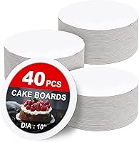 Vista 1 de Paquete de 40 tableros redondos para pasteles de 10 pulgadas, tableros de pastel blancos, base redonda de cartón de grado alimenticio para mostrar