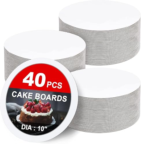 Miniatura 8 de Paquete de 25 tableros redondos para pasteles de 10 pulgadas, redondos de cartón de grado alimenticio para mostrar pasteles, pan, postres (delgado y