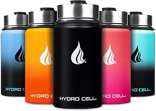 Miniatura 43 de HYDRO CELL Botella de agua aislada de acero inoxidable con pajilla, para bebidas frías y calientes, frasco de vacío de metal con tapa de rosca y