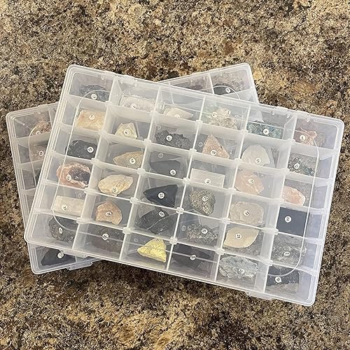 Miniatura 6 de 6 Pack 36 Grids Plastic Bead Organizer Box with Dividers and 600 PCS Label Stickers, Clear Small Tackle Box Part for Craft and Bead Storage