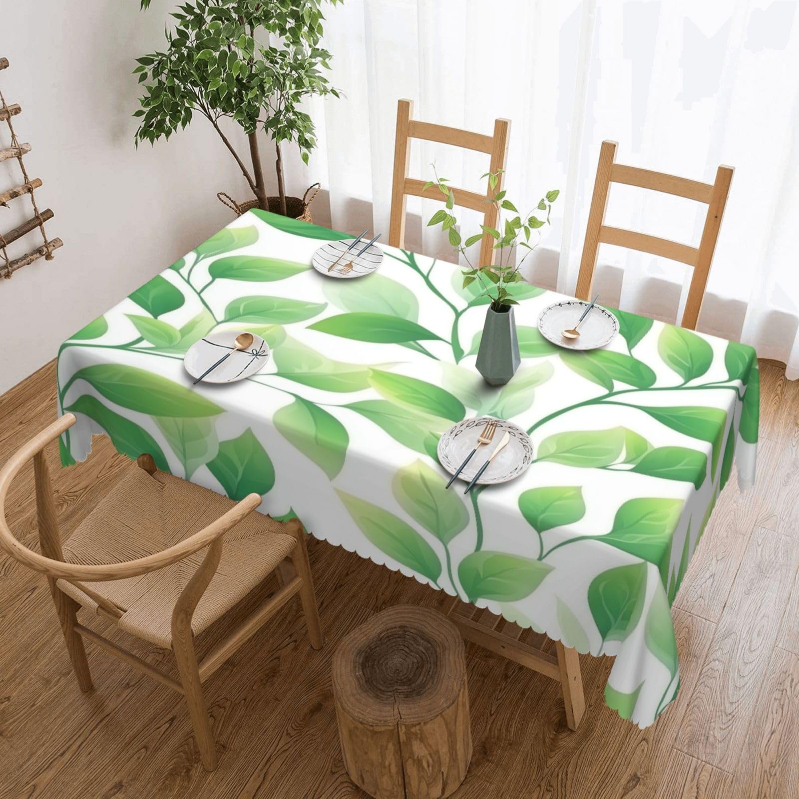 Nappe durabilité feuilles vertes couverture rectangulaire anti-tache