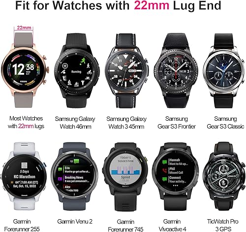 Miniatura 3 de EZMVZKU Correa de 22mm para Galaxy Watch 3 de 45mm, bandas de reloj de silicona suave para Samsung Gear S3 FrontierClassicGarmin Forerunner