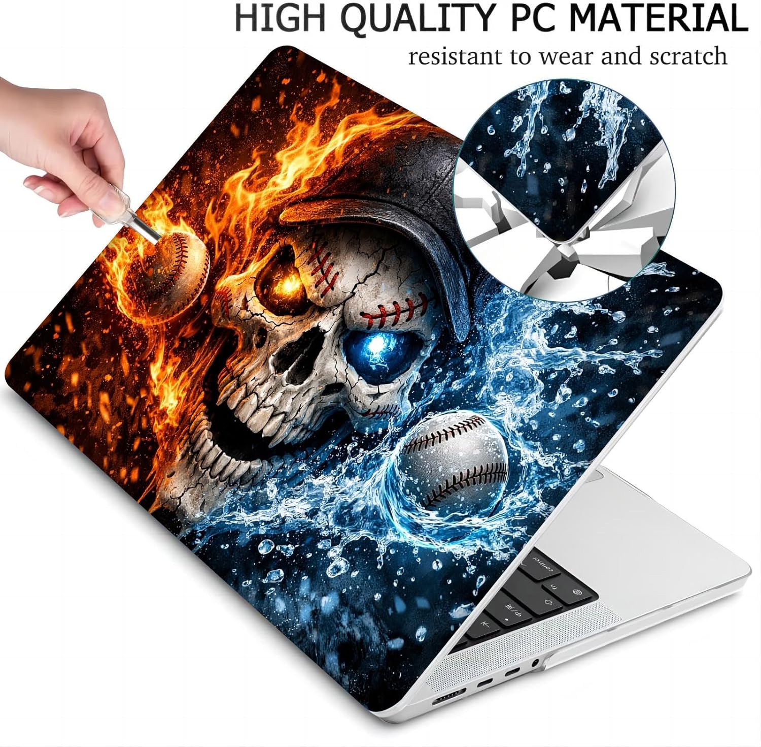 Compatible with MacBook Neo 13-inch, Hard Shell Case with Keyboard Cover and Screen Protector (A3404 A18 Pro chip, 2026 Release) - Baseball Skull MC21860