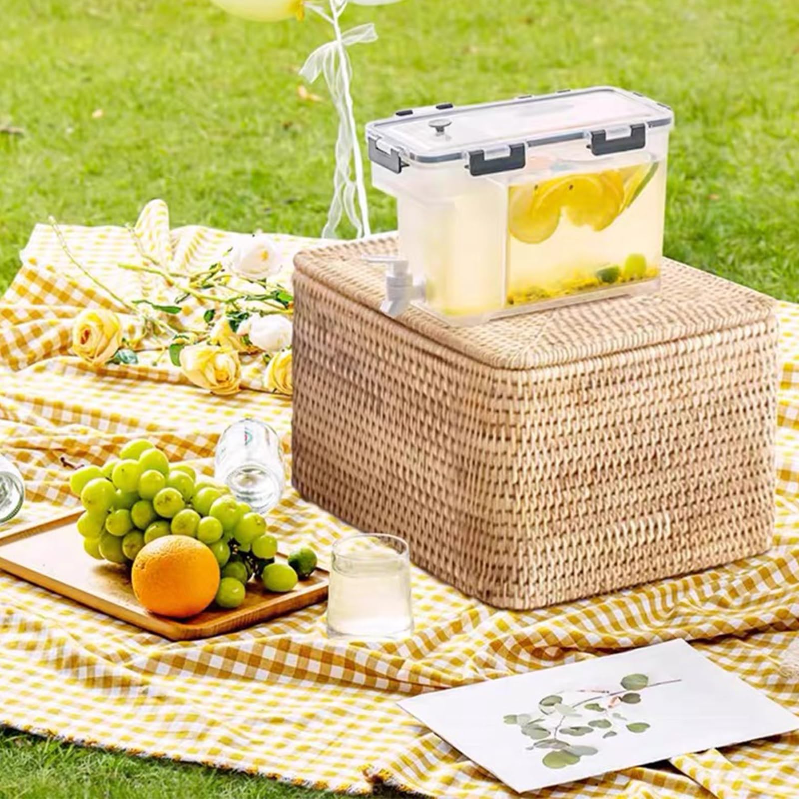 Forhome 3.5L Distributeur de Boissons avec Robinet, Distributeur de Boisson en Plastique, Distributeur D'eau pour Réfrigérateur, pour Réfrigérateur, Théière aux fruits, Bouteille de Limonade