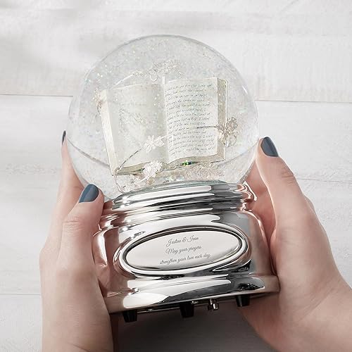 Miniatura 3 de THINGS REMEMBERED Globo de nieve musical grabado con manos orantes, reproduce música "Amazing Grace", regalo hermoso y único (personalización