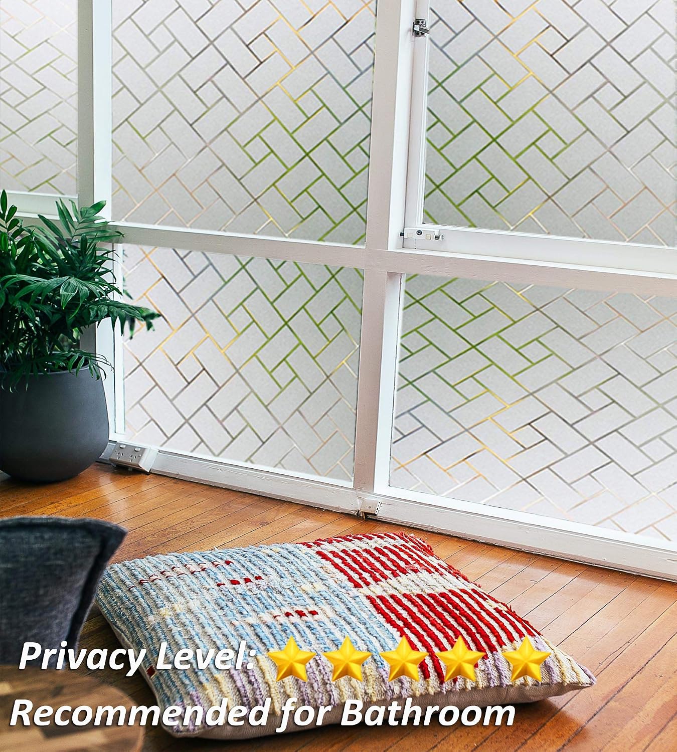 Zindoo Window Film Privacy Film for Glass Windows Static Cling Frosted Glass Window Film Anti-UV Opaque Decorative Window Covering Sticker for Bathroom Kitchen Office 60 x 200 cm - Image 5