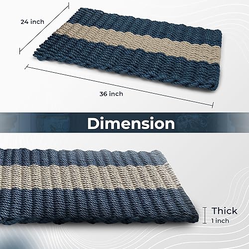 Miniatura 2 de Tapete para puerta de exterior, el tapete original de cuerda de langosta, tapete para todo tipo de clima, tapete tejido de cuerda náutica, tapetes