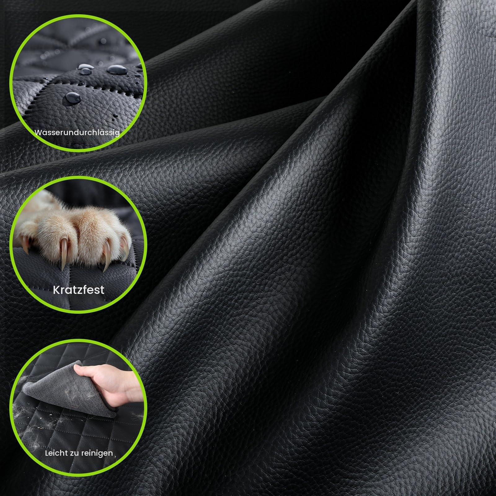 pecute 2-in-1 Hundedecke Auto Rückbank, Extra Stabiler Hunde Autositz, Hunde Autositz Rückbank Verbreitert, Autoschondecke Hund Rücksitz mit Harter Unterseite, wasserdichte & Anti-Kratz, Sofa Textur