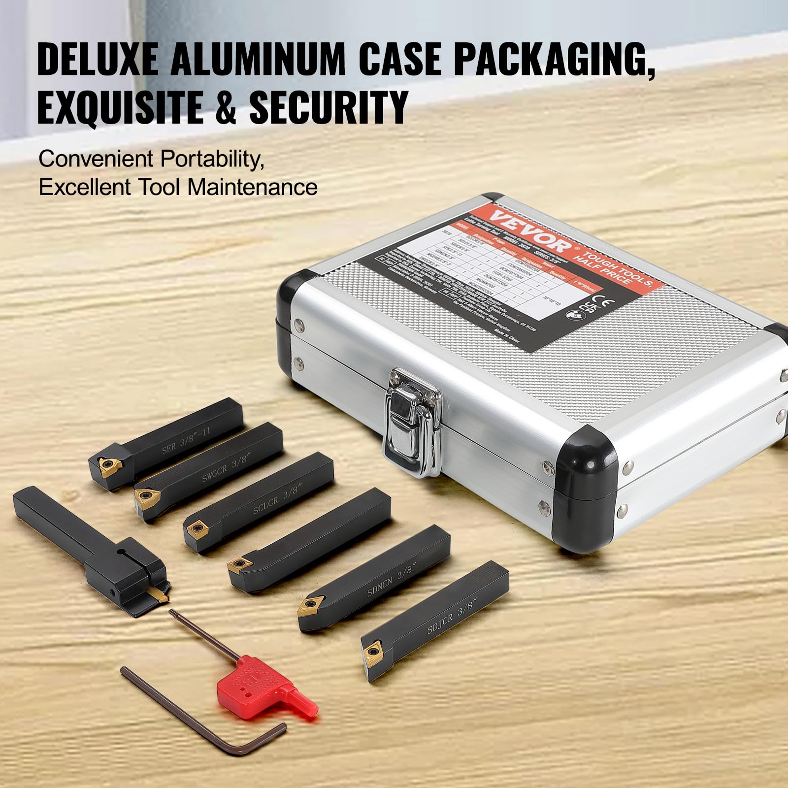 Kit 21 Pezzi Utensili Tornio In Carburo Con Inserti E Chiavi - Per Lavorazione Metalli E Legno - Foto 8