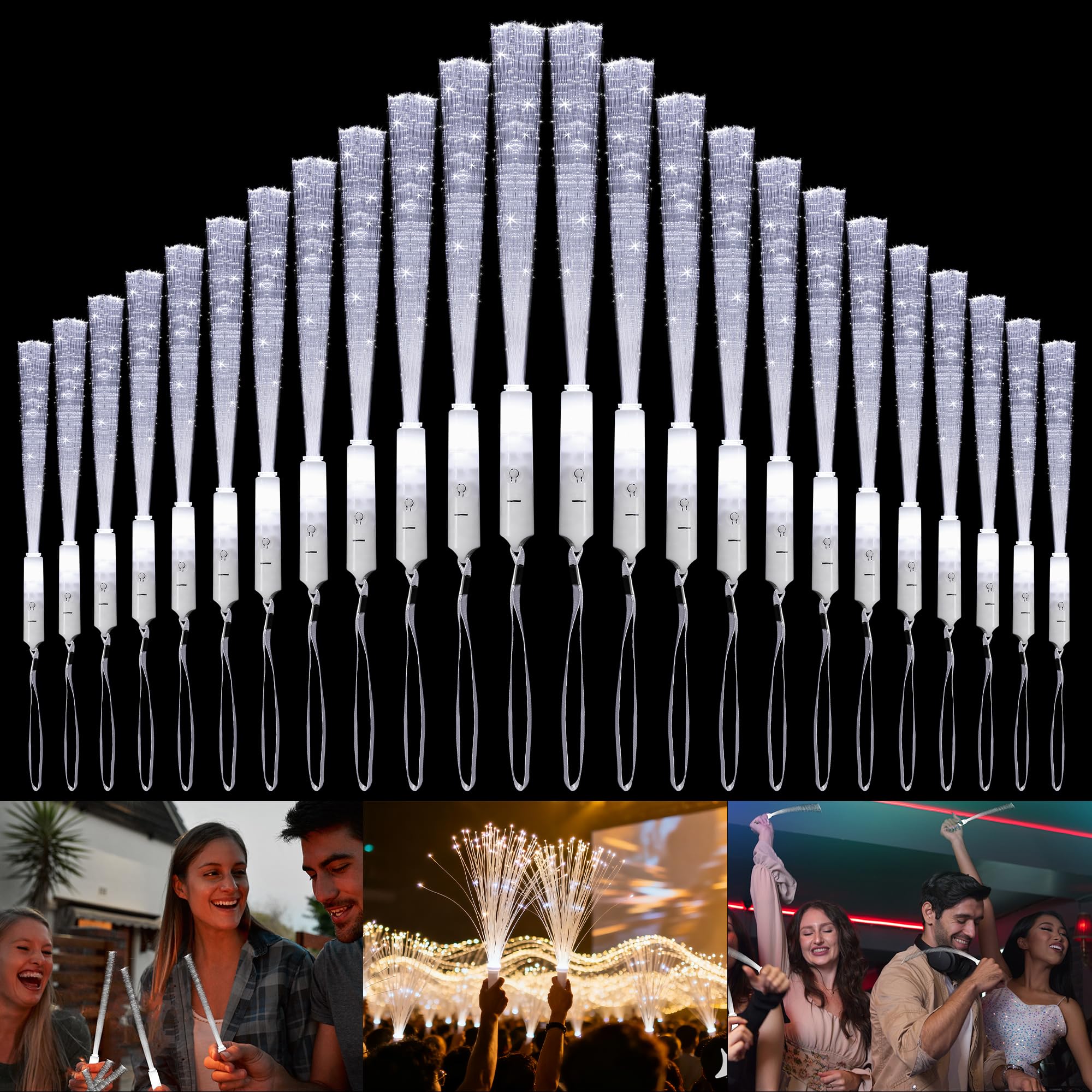 28 Bacchette LED In Fibra Ottica – Luci Colorate Per Feste, Matrimoni, Halloween E Compleanni – 3 Modalità Di Illuminazione