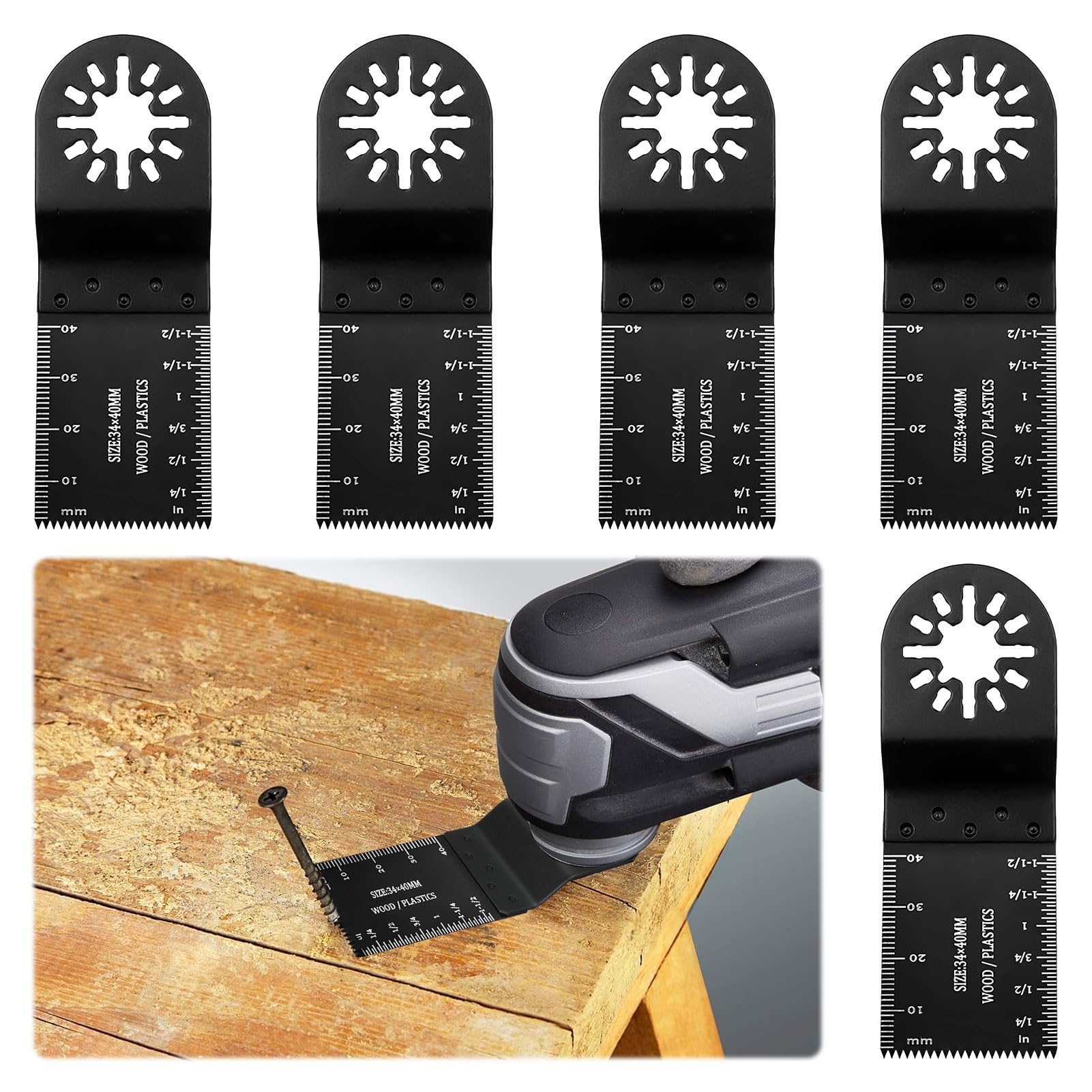 Multi Tool Blades,5 PCS Multitool Blades,34mm Oscillating Saw Blades,Multitool Blades,Multi Tool Blades for Bosch Fein Milwaukee Ryobi Einhell Hitachi Metabo