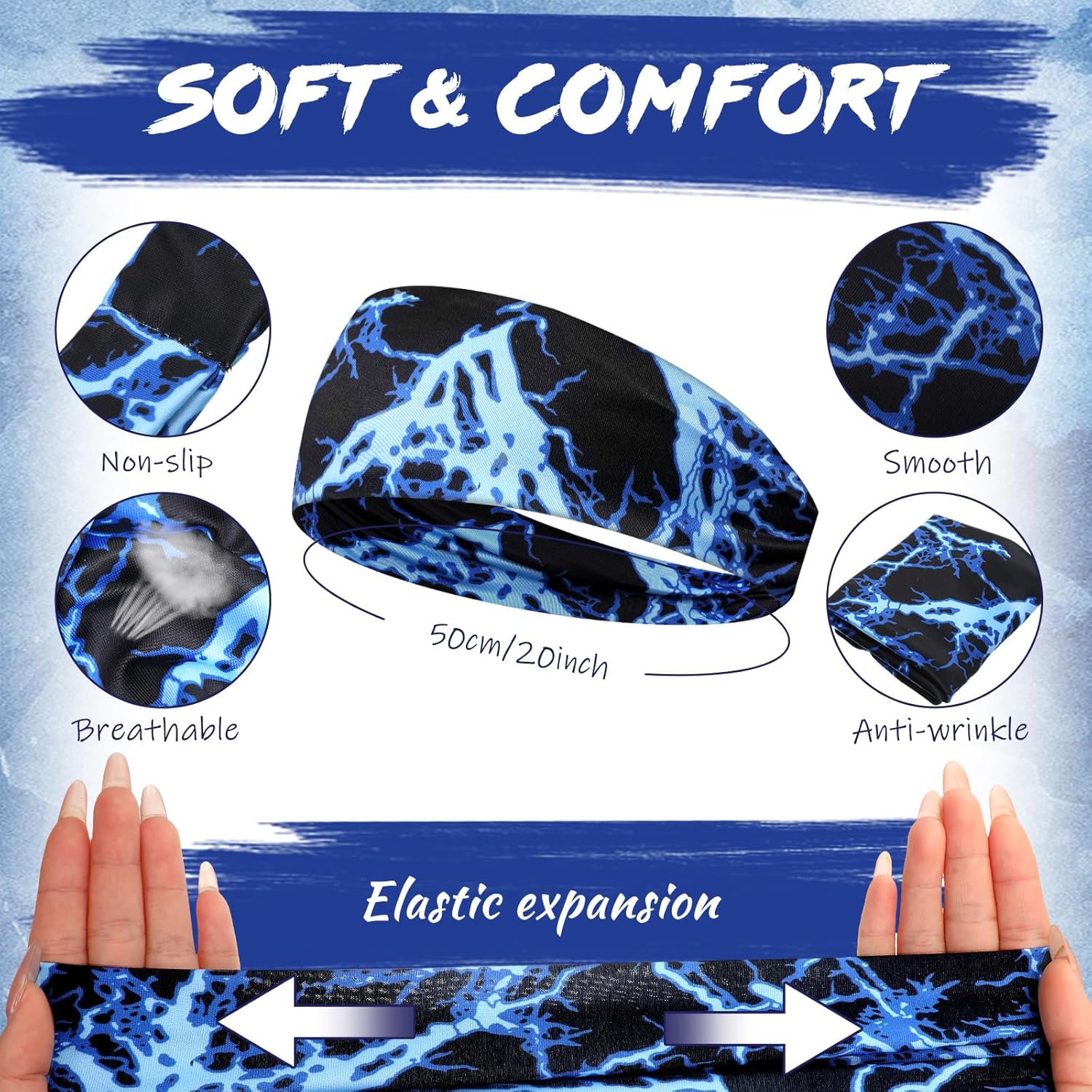 18 Pcs Sports Sweatbands for Men Women Camo Headbands Workout Non Slip Headbands Breathable Head Band Fitness Stretchy Unisex Hairband for Yoga Running Cycling Ball - Image 2