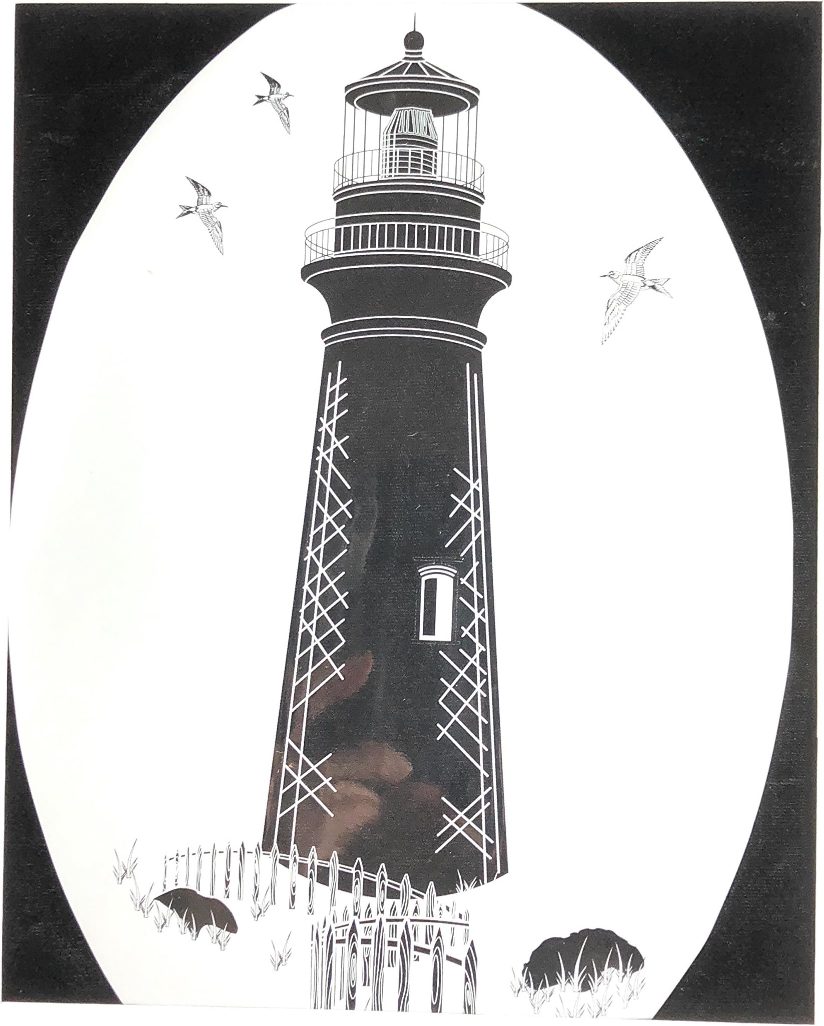 DCentral Lighthouse Removable Window Decal. Look of Etched Glass. 4" X 6". Ideal for Front and Sliding Glass Doors, Windows, Showers, Mirrors, Etc.(sg802)