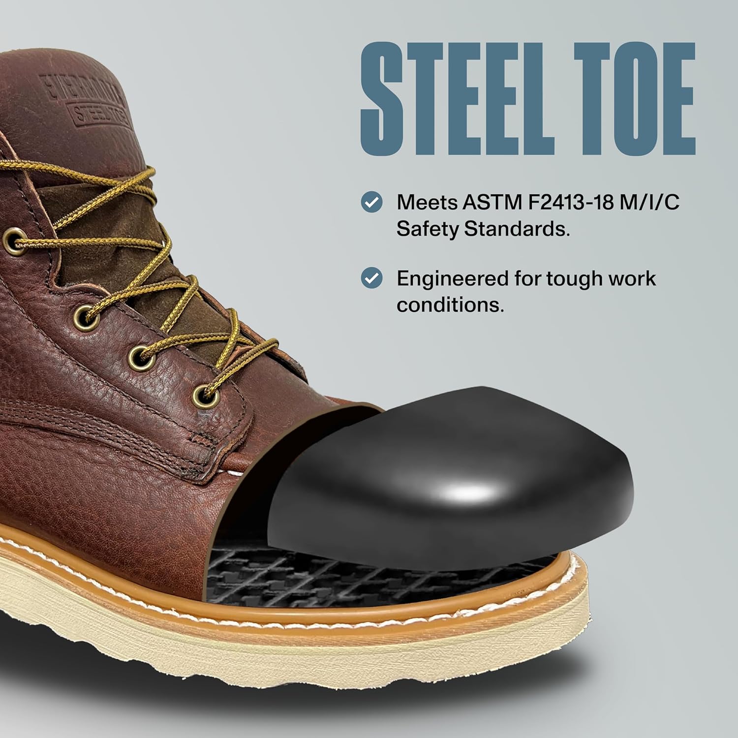 EverBoots Steel Toe Work Boot, Abrasion & Oil Slip Resistant Wedge Moc Toe Boots, Heavy Duty Soft Oiled Leather Lightweight Construction, Goodyear Welt Men's Industrial 6" Safety Protection Workboots - Image 3