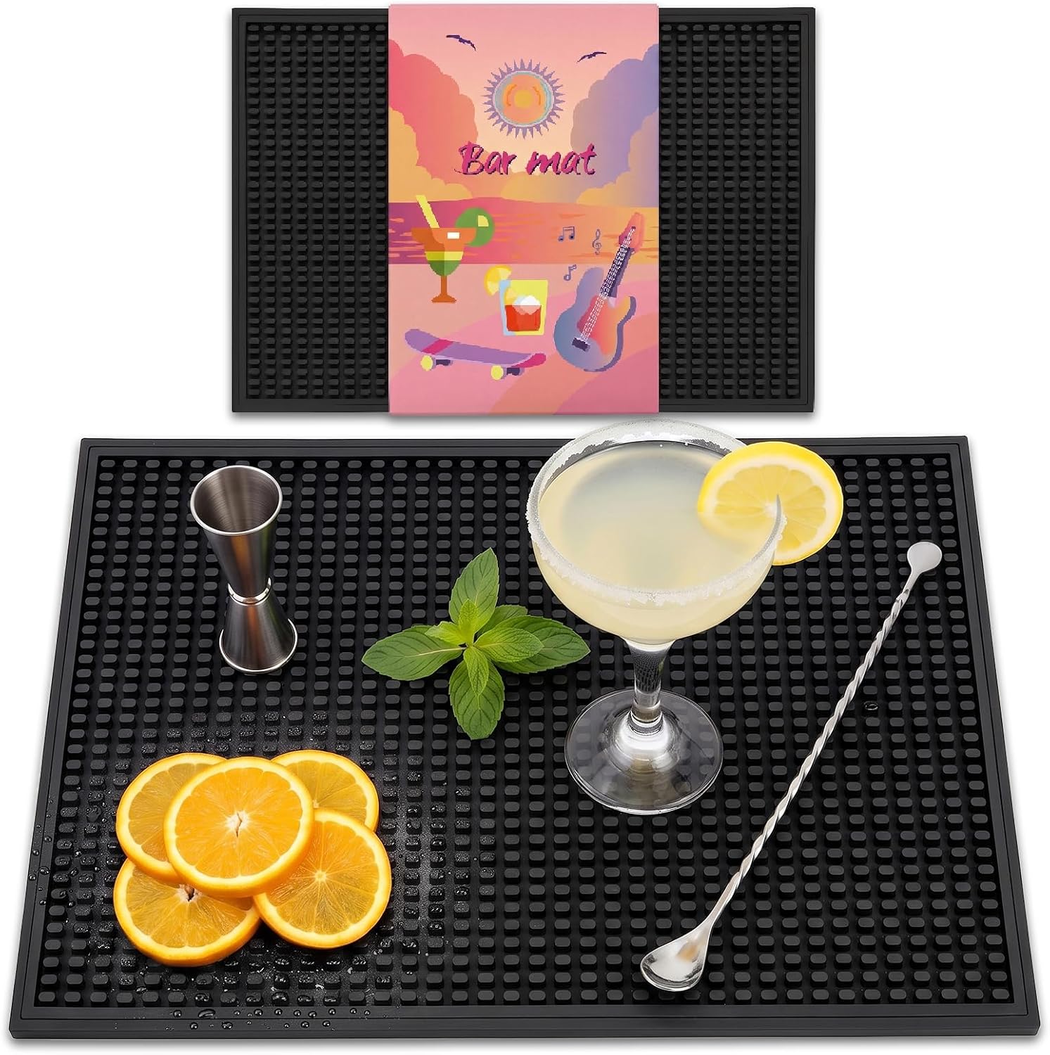 Bar Mat,Thickened Dish Drying Mat 18"X12" Rubber For Countertop Bar Pad