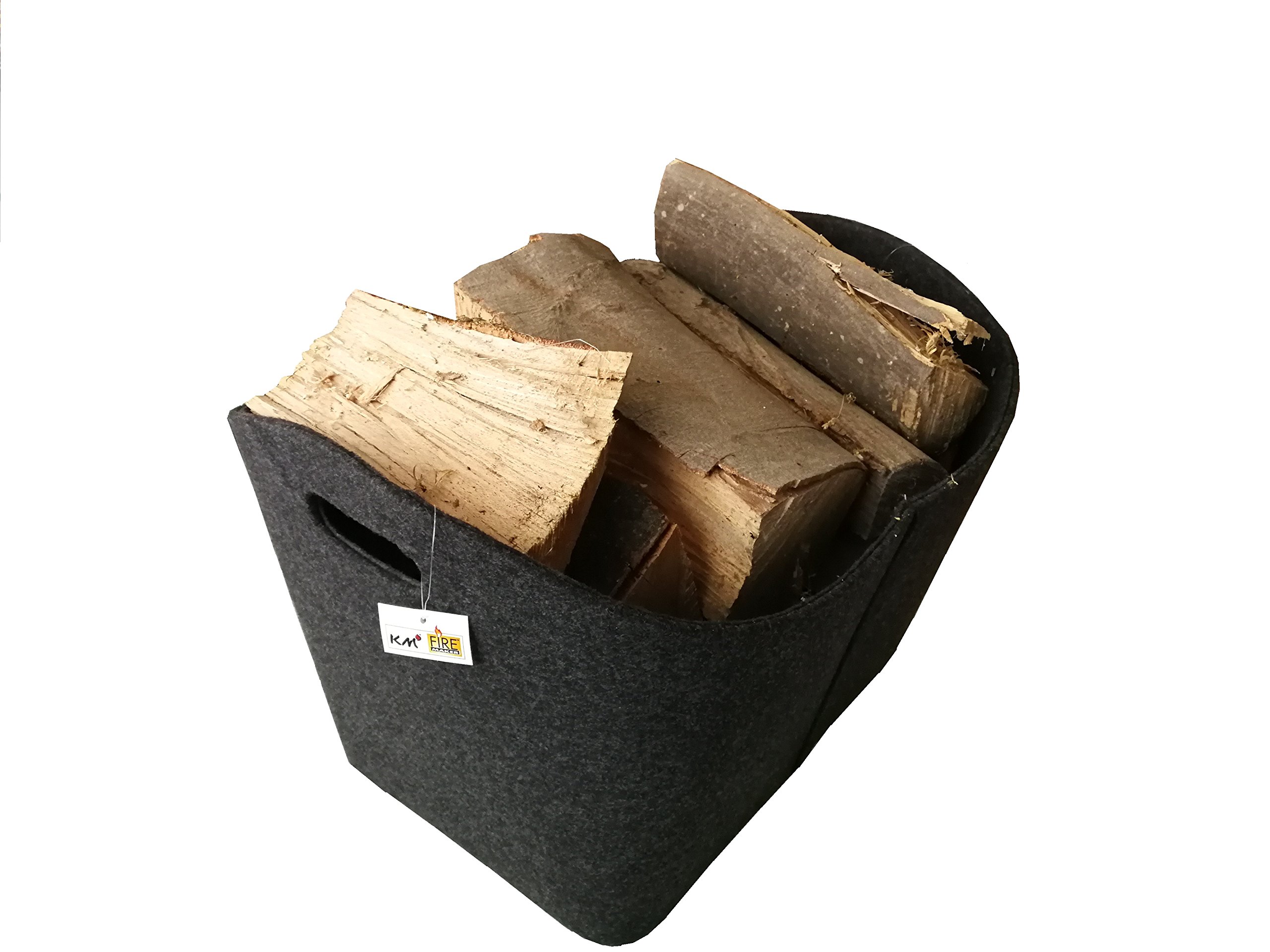Metrox Allzweck Korb - Premium Qualität Brennholz Korb aus Filz – stabil und für große Mengen mit Griffen - Ideal für Holzlagerung, Spielzeug, Zeitschriften – Grau 99157