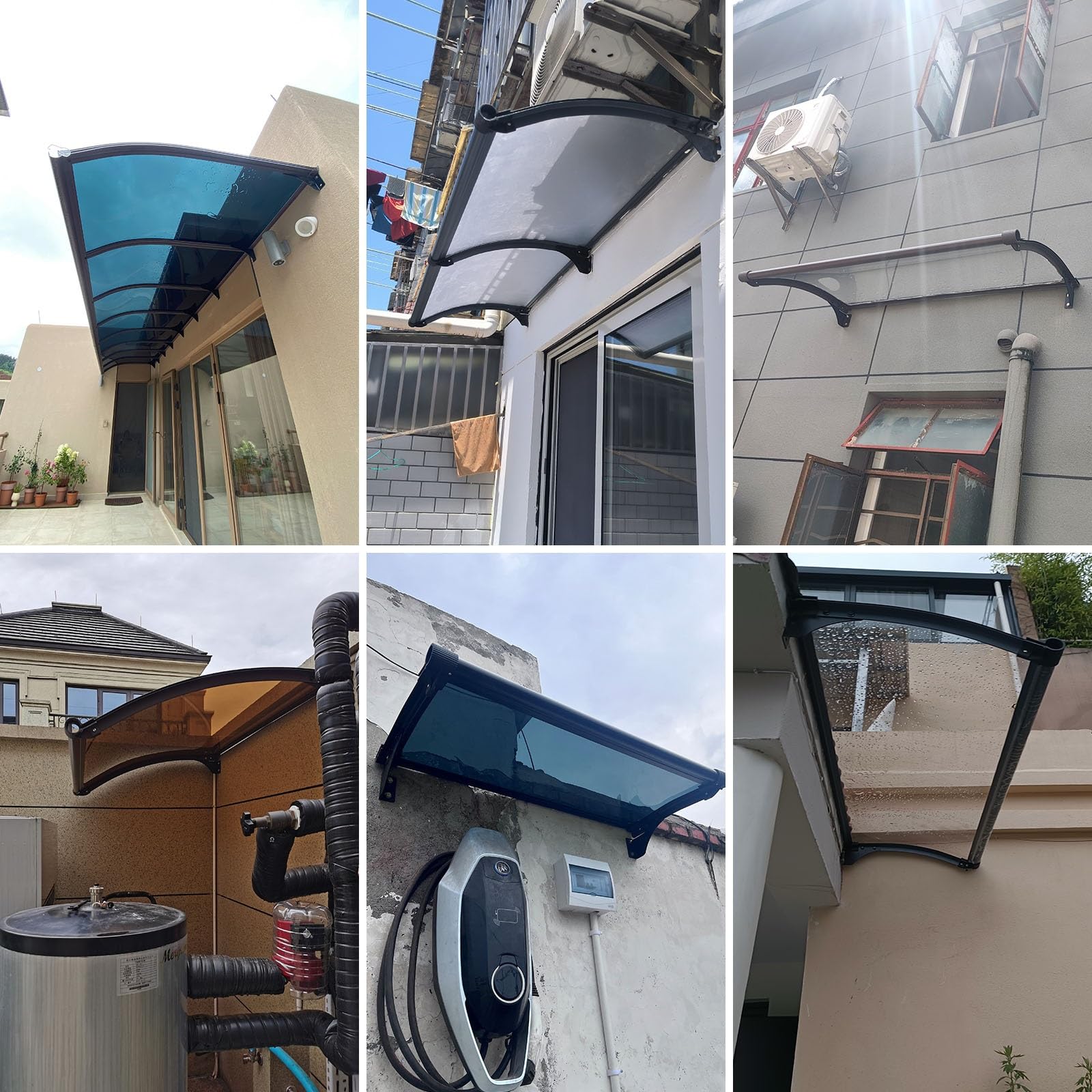 Aluminiowy baldachim do drzwi/okna, ochrona przed promieniowaniem UV, pokrowiec na zewnątrz (90 x 100 cm / 35.4x39.4in) odporny na warunki atmosferyczne na patio
