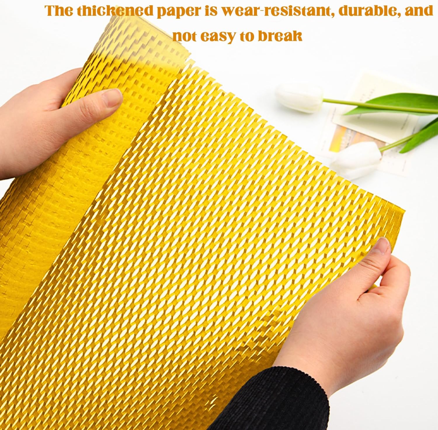 Honeycomb Packing Paper, Kraft Bubble Wrap for Shipping & Moving, Recyclable Cushioning Wrap, Sustainable Packing Material, Protective Packaging for Fragile Items,11.5" x 164' Roll (Yellow)