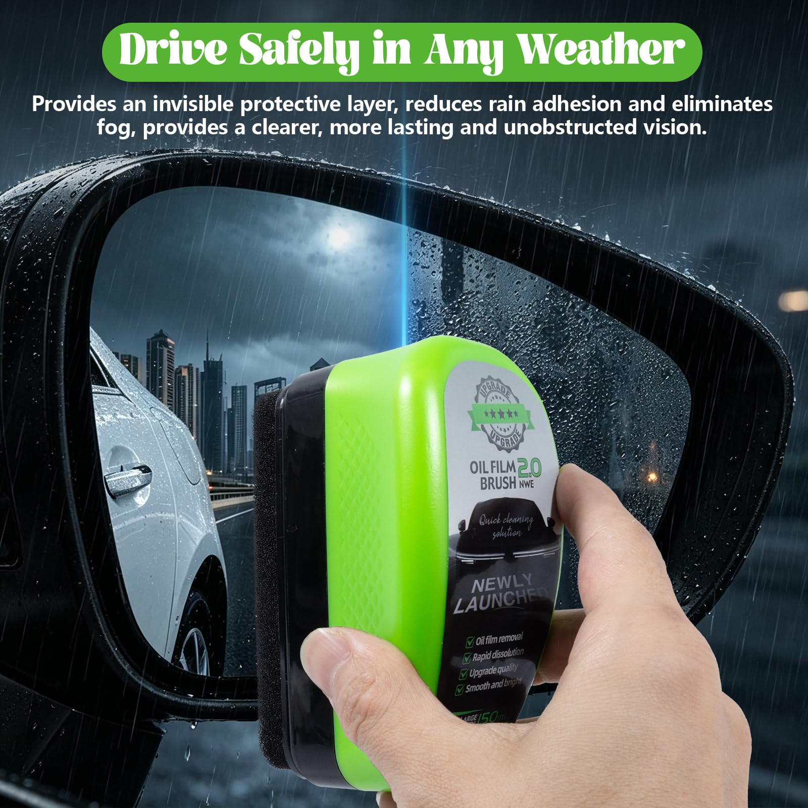 Zestaw 2 szt. Clear Vision Glass Cleaner, 2026 Upgrade Clearvision Car Windshield, Oil Film Brush 2.0, Automotive Oil Film Cleaning Brush, środek do czyszczenia szyb samochodowych, zapobiega