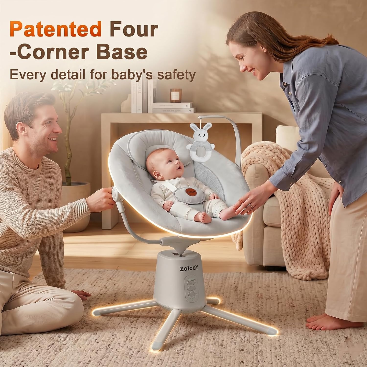 Baby Swing for Infants, Electric Infant Swing with Bluetooth Music | Deeper Seat, Remote & App Control, 6 Melodies, 5 Speeds, Portable and Lightweight for Indoor & Outdoor, Max 20 lbs, Gray thumbnail