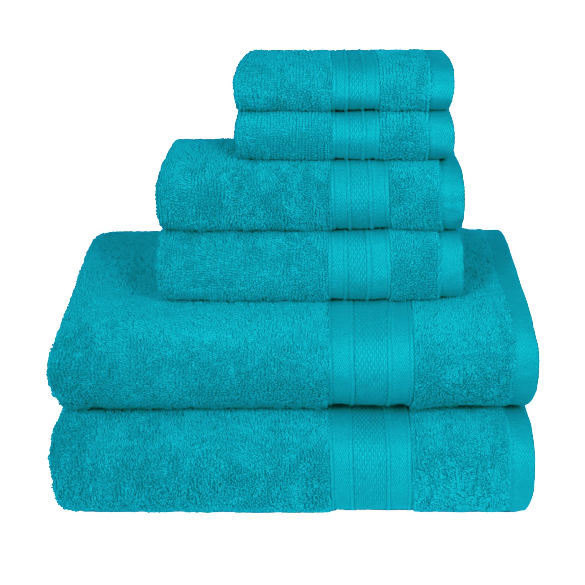 Trident Soft Comfort Air Rich Towels for Bath, 100% Cotton Towel, Super Soft, Highly Absorbent, 6 Pieces Towel Set, 500 GSM - Teal