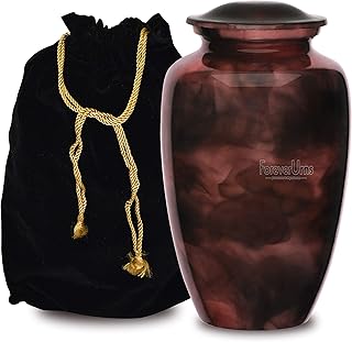 Adult Cremation URNS for Ashes- Adult Brown Smoke Cremation Urn for Human Ashes - Completely Handcrafted with Volume 200 Cu. in. with Velvet Protection Bag.