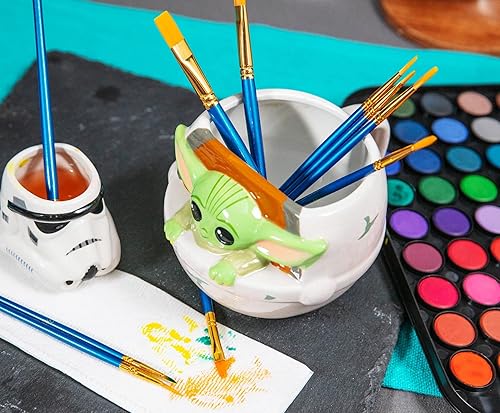 Miniatura 16 de Silver Buffalo Star Wars The Mandalorian Grogu - Taza de cerámica con tapa de rana esculpida, 18 onzas