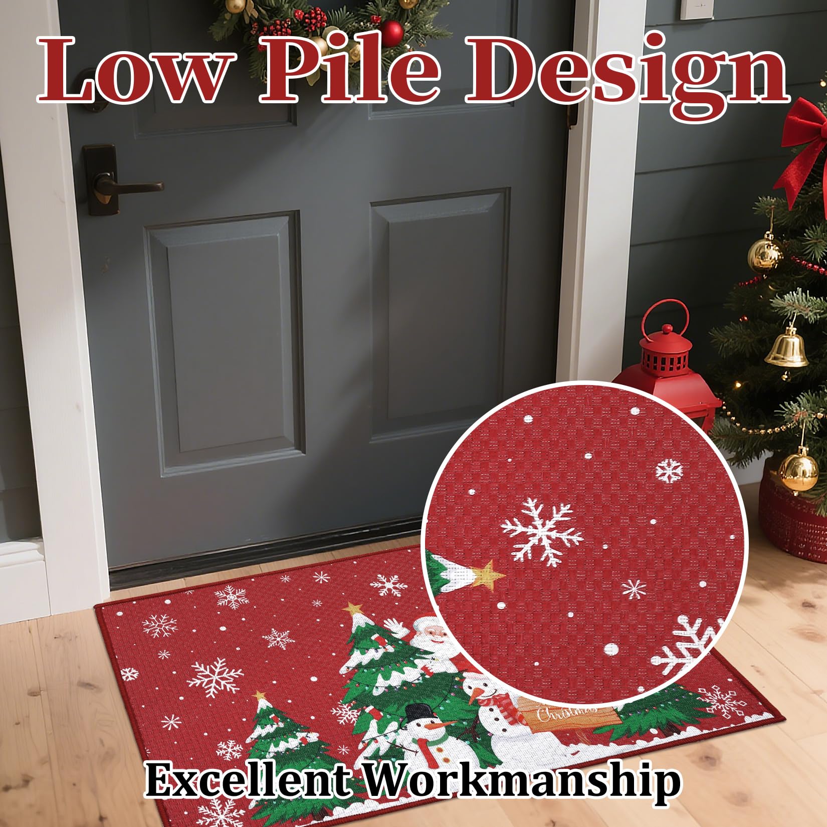Zstar Felpudo Navideño Decorativo Antideslizante – 40x60cm – Rojo