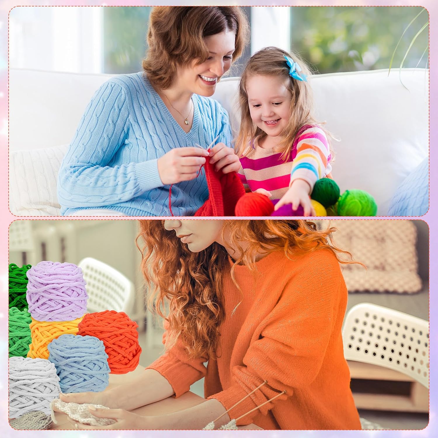 Timgle 32 Skeins Chunky Chenille Yarn for Crocheting, 1470 Yards Bulky Thick Fluffy Yarn Soft Velvet Plush Yarn for Hand Knitting Blanket Crafts Project (Stylish Color)