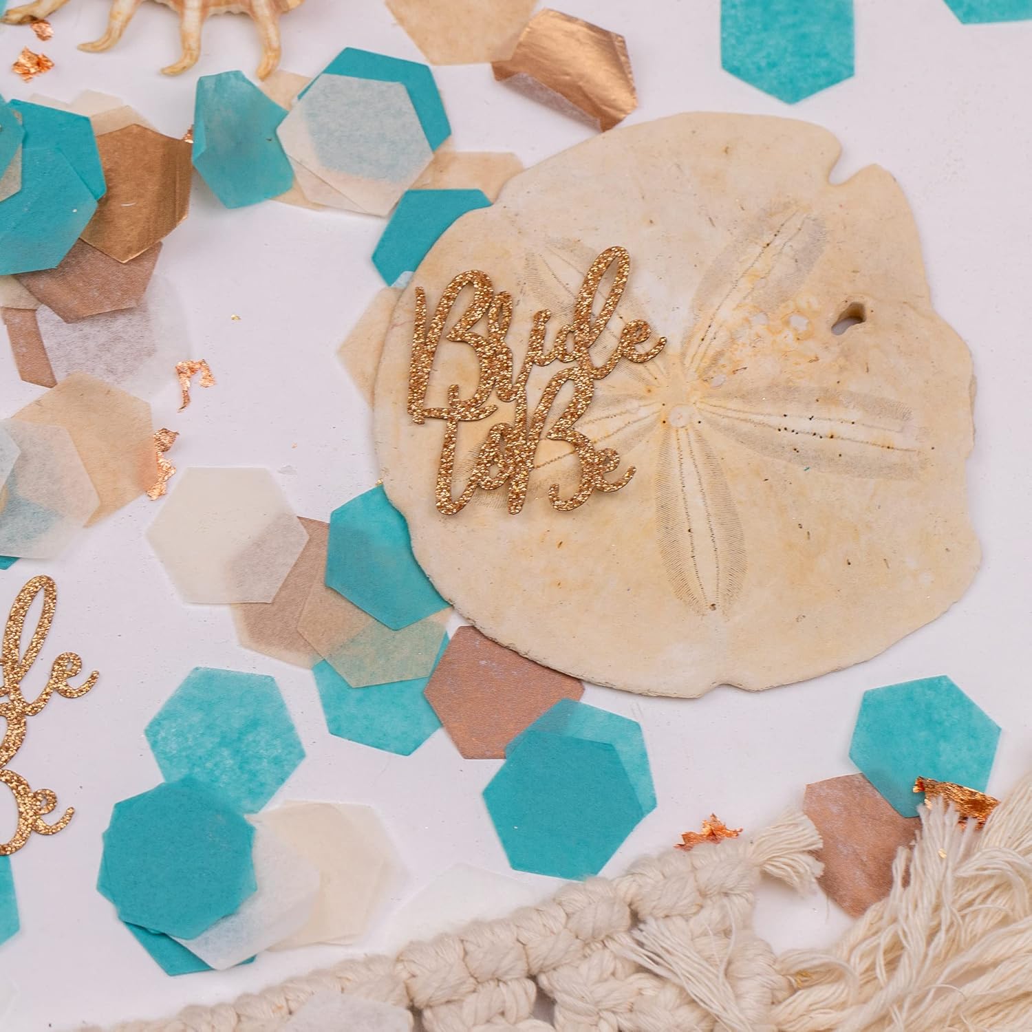 Beach Bridal Shower Decorations, Bridal Shower Confetti for Tables, Wedding Shower Decorations, Bride To Be (Aqua and Copper, Bride to Be) : Handmade Products